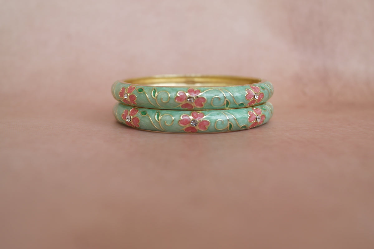 Gul Firoza enamel bangle by Rangat, view 2