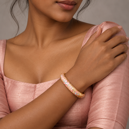 Mishri Phool bangle — editorial model — Rangat campaign 2026-10