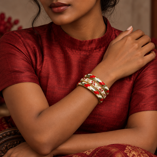 Surkh Sheesh Mahal Stack — editorial model | Rangat stack campaign