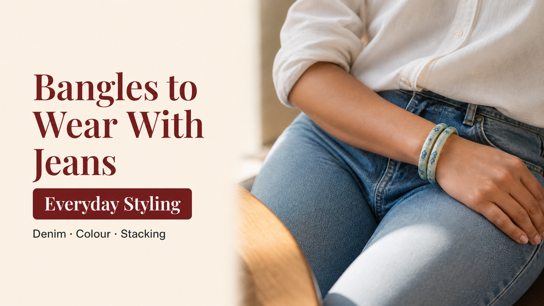 Rangat enamel bangles styled with blue jeans
