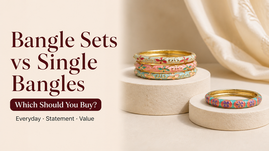 Rangat bangle set compared with a single enamel bangle