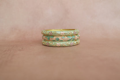 Gulistan Stack enamel bangle by Rangat — three delicate enamel bangles come together like a garden in bloom
