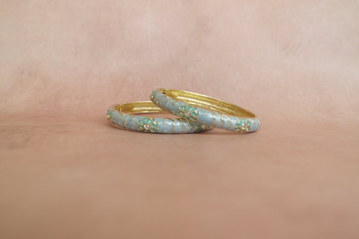 Neelambar enamel bangle by Rangat — smoky blue-grey enamel