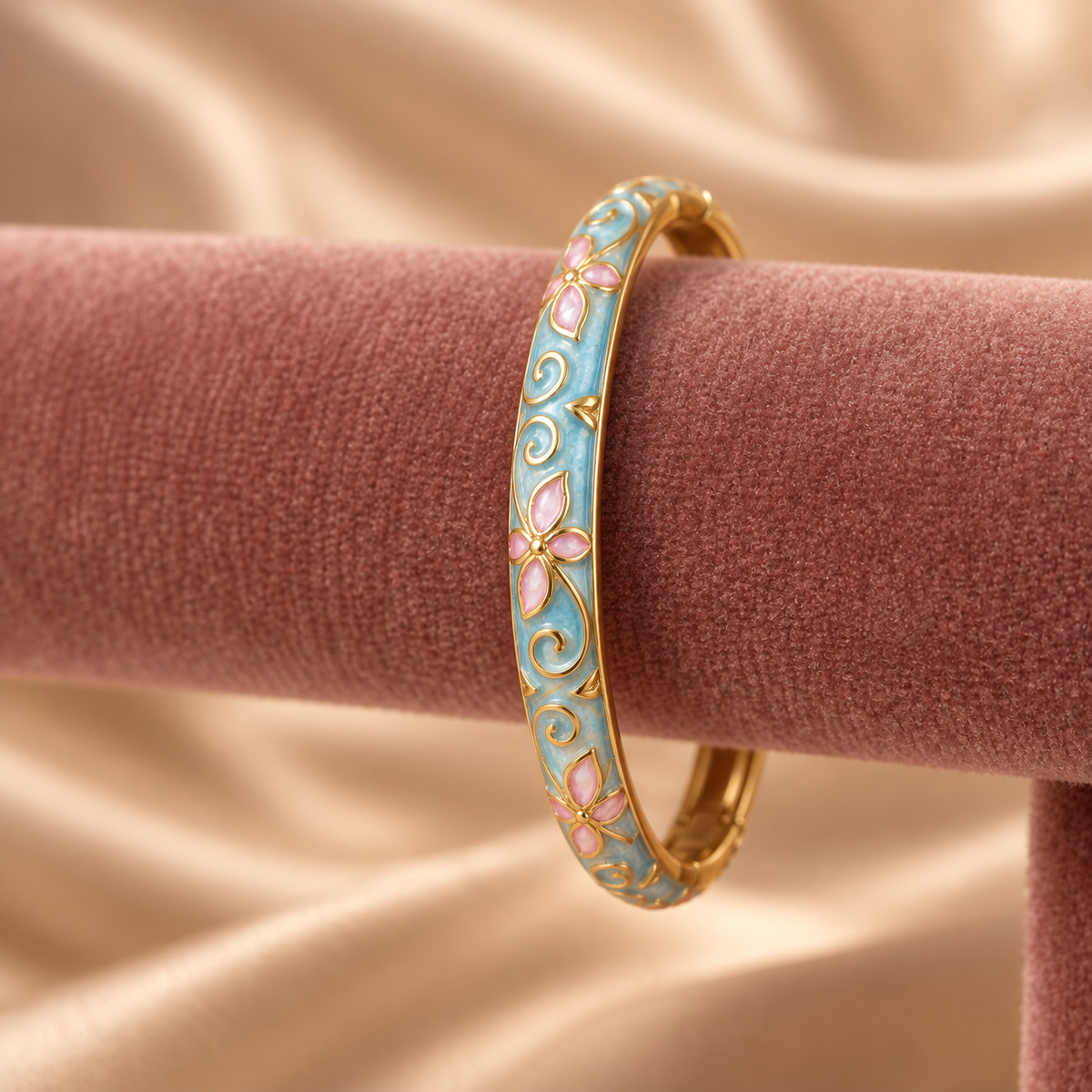 Aabhaari enamel bangle by Rangat — velvet display