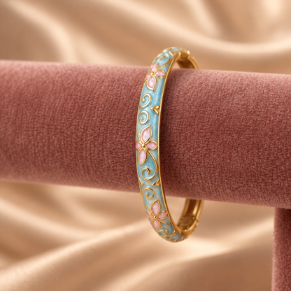 Aabhaari enamel bangle by Rangat — velvet display