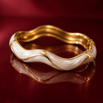 Chand Dhaara enamel bangle by Rangat — reflective macro