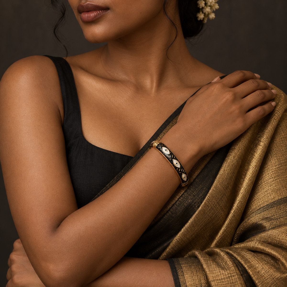 Drishti enamel bangle by Rangat — editorial model