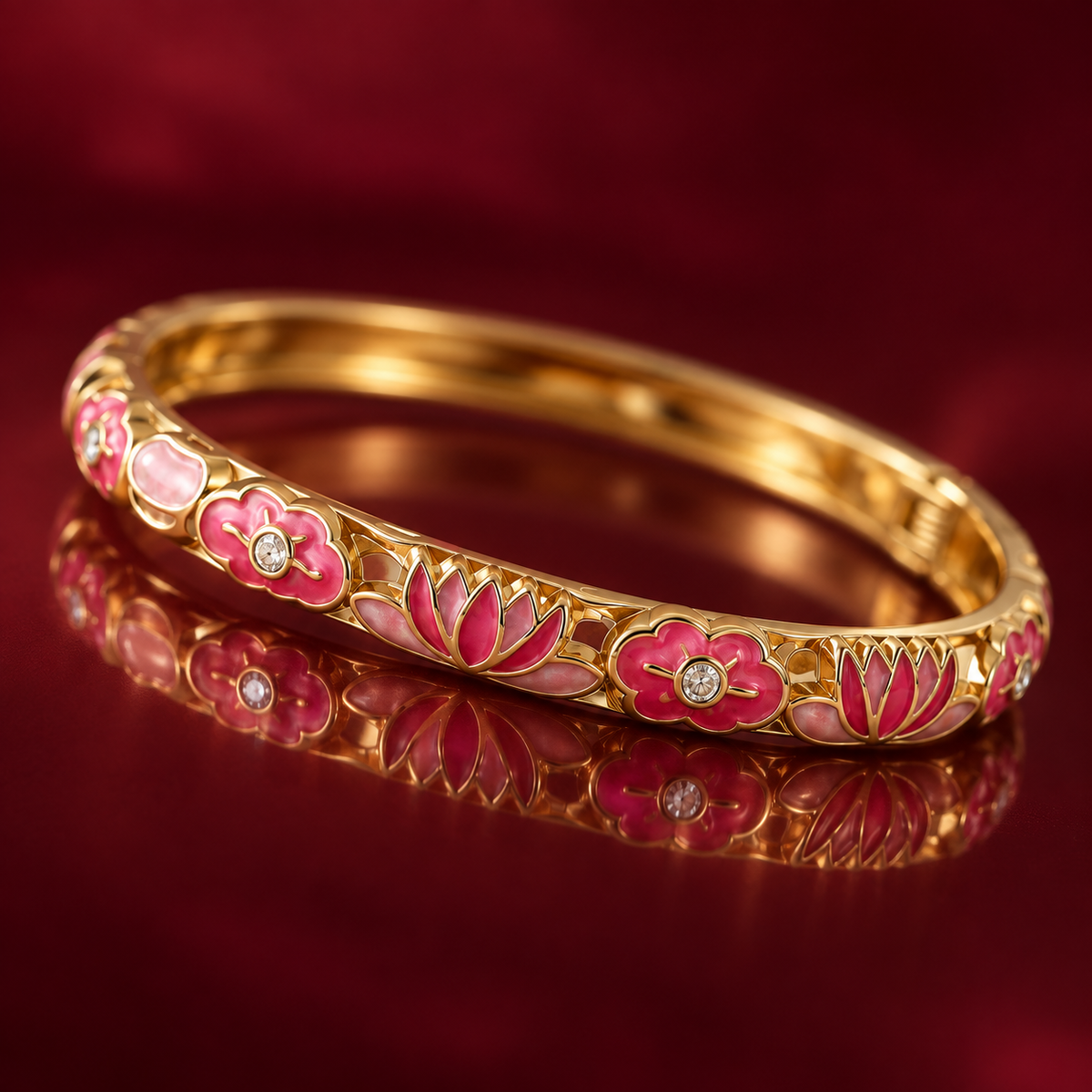 Gulbahaar enamel bangle by Rangat — reflective macro