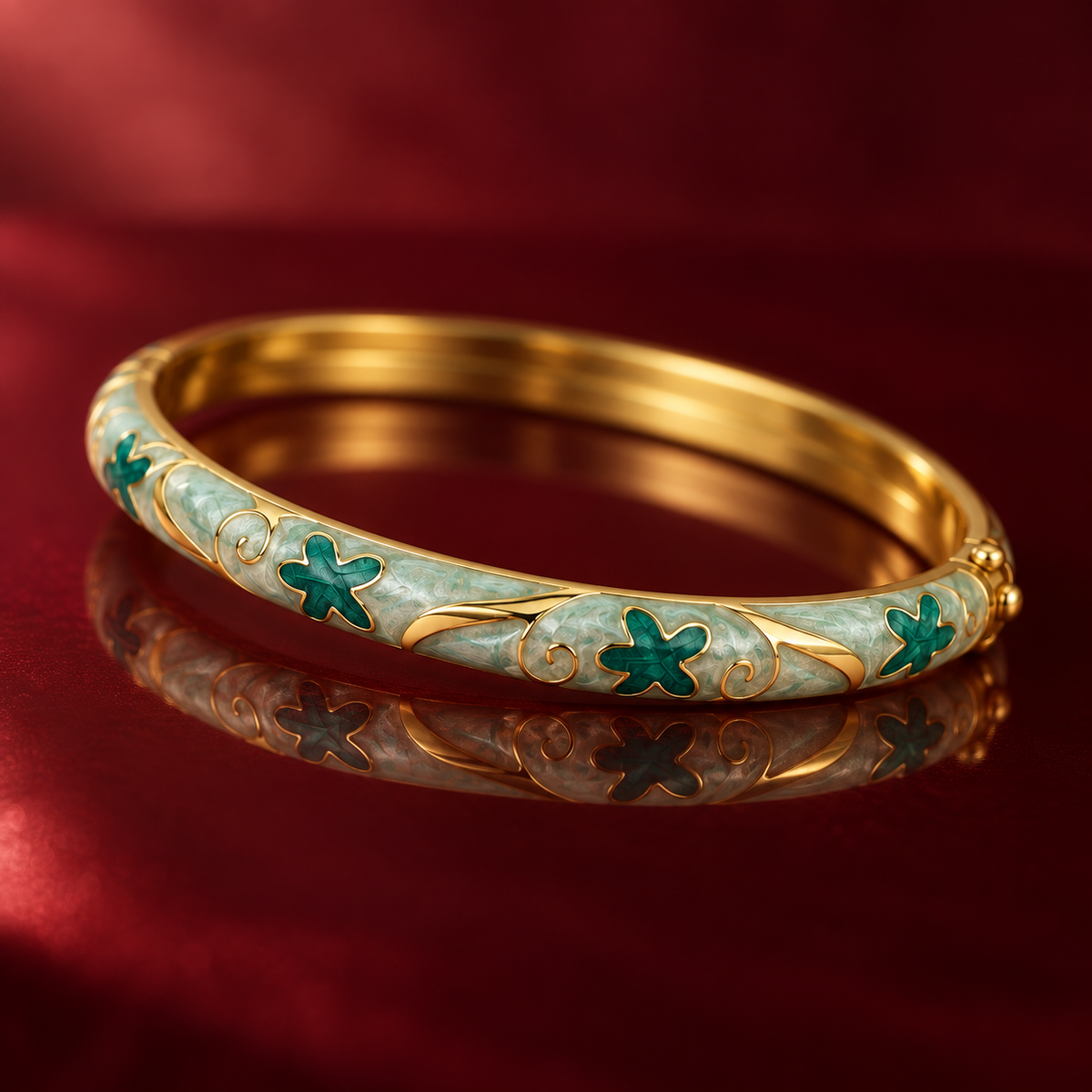 Hari Bel enamel bangle by Rangat — reflective macro