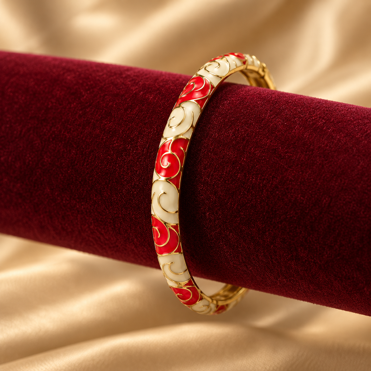 Leher Rang Bangle bangle — velvet display — Rangat campaign 2026-10