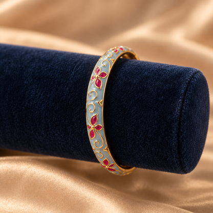 Mehrika bangle — velvet display — Rangat campaign 2026-10