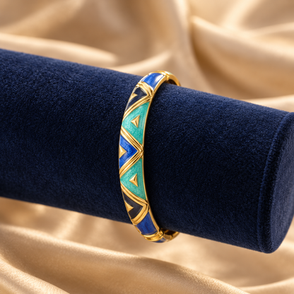 Neel Tara bangle — velvet display — Rangat campaign 2026-10