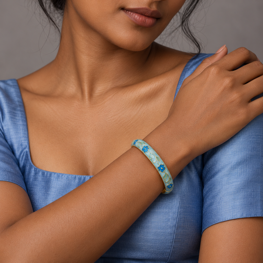 Neel Tarang bangle — editorial model — Rangat campaign 2026-10