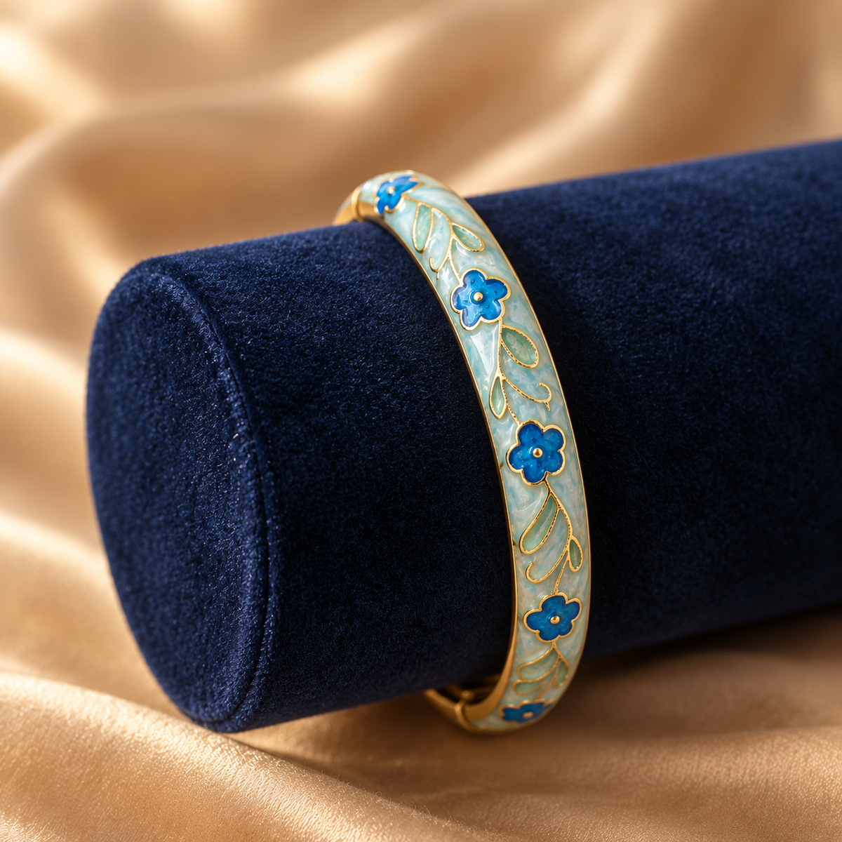 Neel Tarang bangle — velvet display — Rangat campaign 2026-10