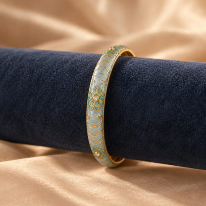 Neelambar bangle — velvet display — Rangat campaign 2026-10