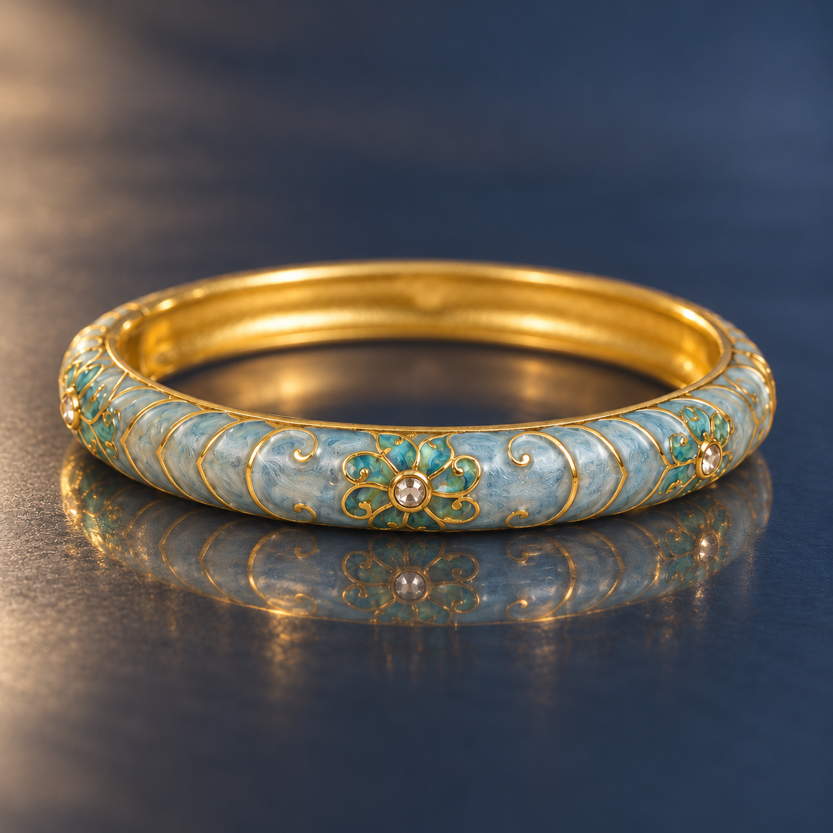 Neelambar bangle — reflective macro — Rangat campaign 2026-10