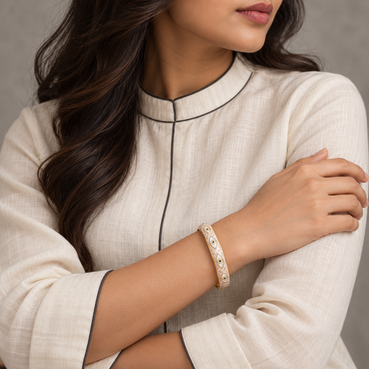 Nigaah bangle — editorial model — Rangat campaign 2026-10