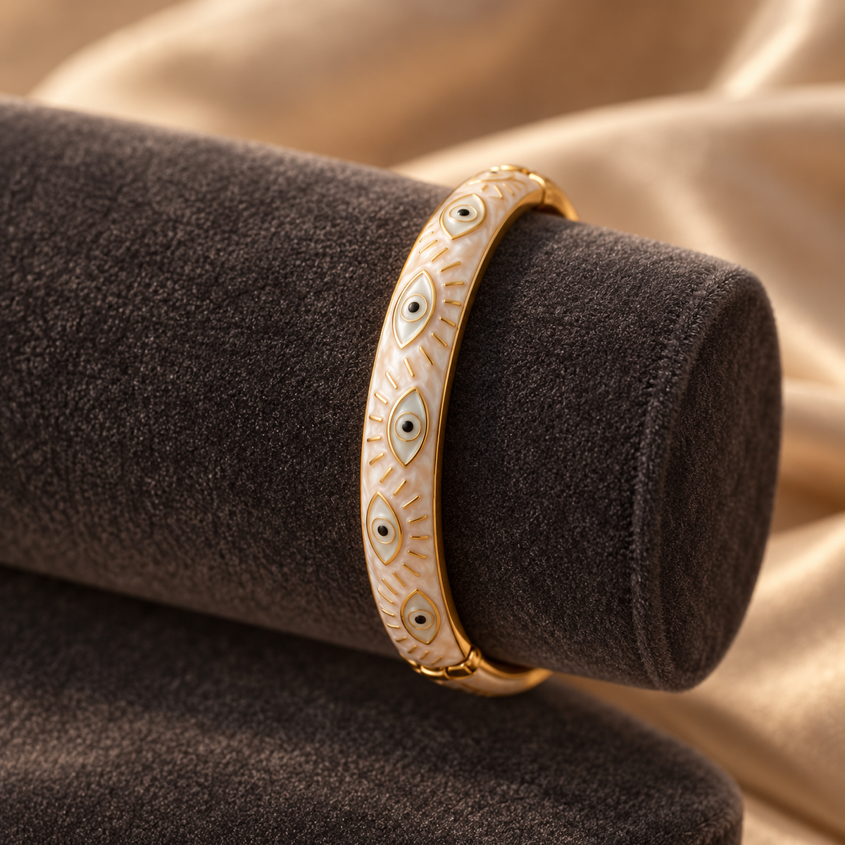 Nigaah bangle — velvet display — Rangat campaign 2026-10