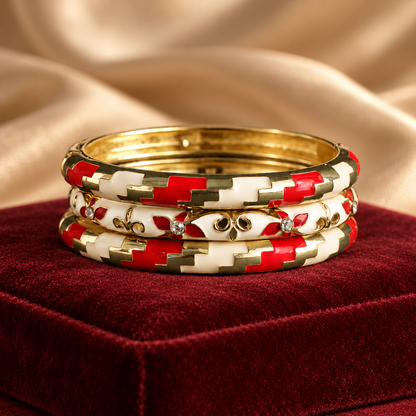 Surkh Sheesh Mahal Stack — velvet display | Rangat stack campaign